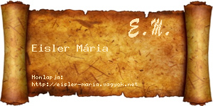 Eisler Mária névjegykártya